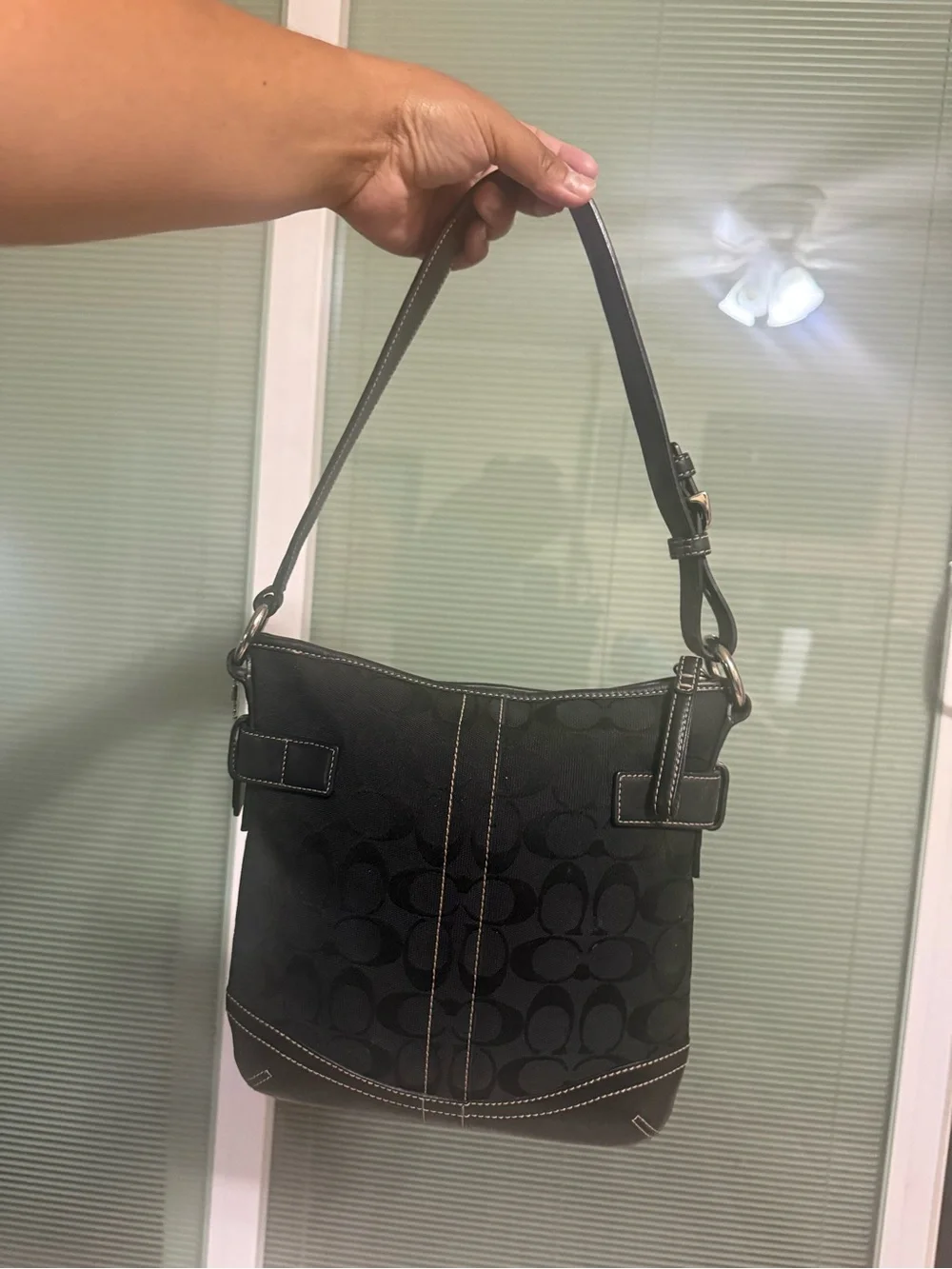 Coach Black Signature Canvas Shoulder Bag